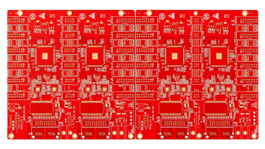 红色阻焊四联拼板高密度阵列驱动 PCB